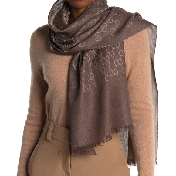 NWT GUCCI Jacquard Pattern Scarf Wool/Silk - Picture 4 of 7